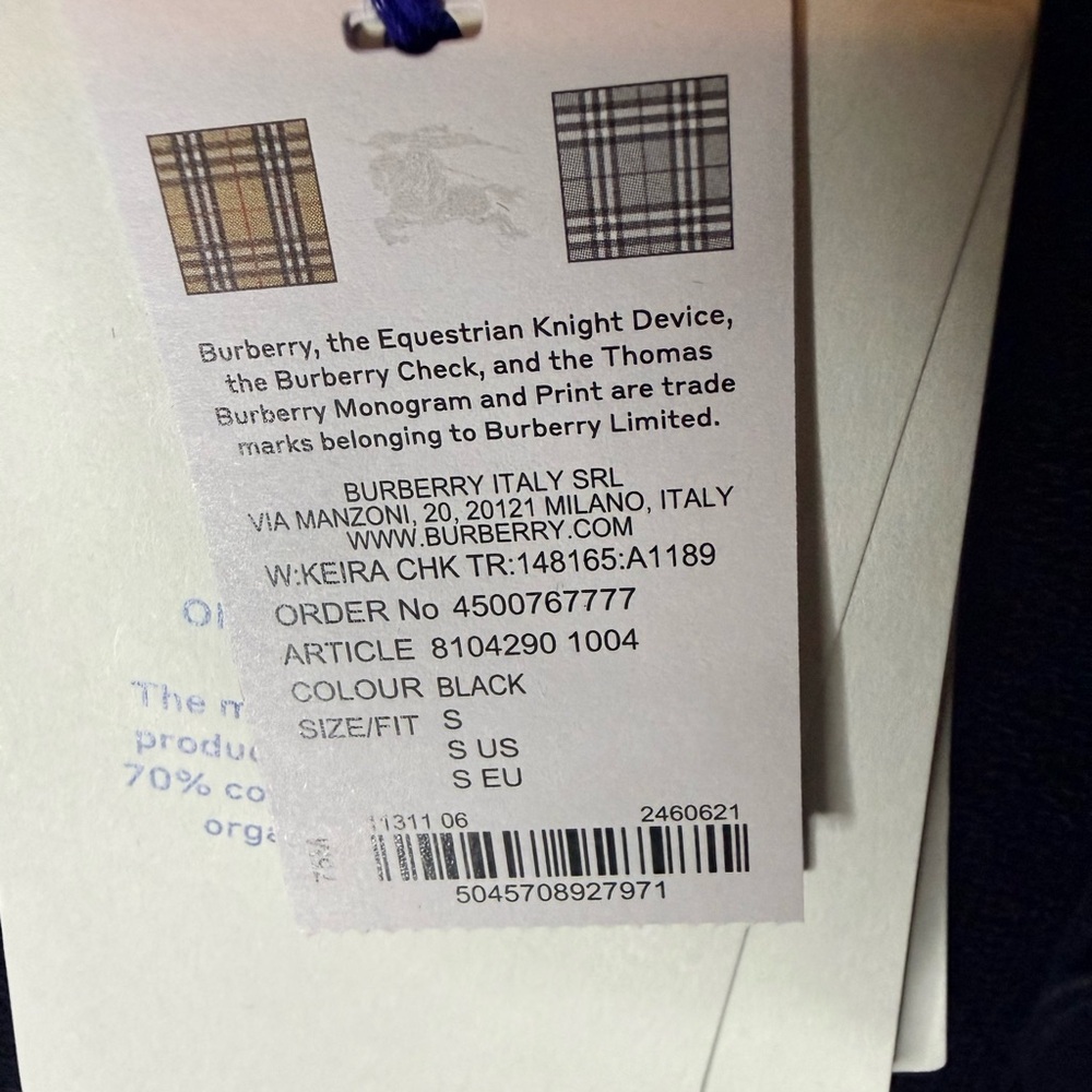 Burberry Black Zip-Up Hoodie with Classic Check Trim - Picture 5 of 7